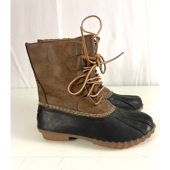 Esprit Willow Duck Boots Sz 6 Women's Brown Black Ankle - Picture 1 of 15